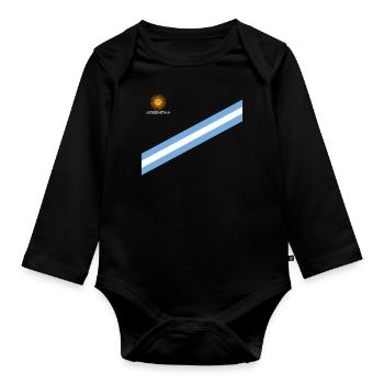 Argentine Cadeau Argentine Drapeau argentin - Body Bébé bio manches longues - noir - Devant