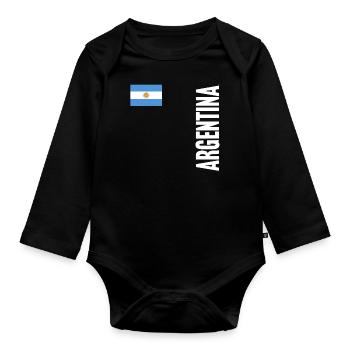 Argentine Cadeau Argentine Drapeau argentin - Body Bébé bio manches longues - noir - Devant