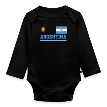 Argentine Cadeau Argentine Drapeau argentin - Body Bébé bio manches longues - noir - Devant