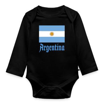 Argentinien Geschenk Argentina Argentine Flagge - Baby Bio-Langarm-Body - Schwarz - Vorne