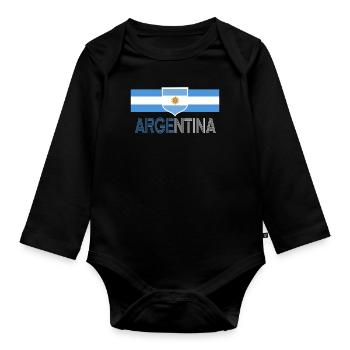 Argentine Cadeau Argentine Drapeau argentin - Body Bébé bio manches longues - noir - Devant