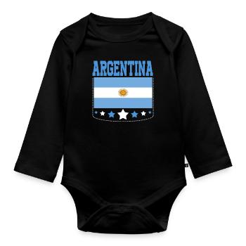 Argentinien Geschenk Argentina Argentine Flagge - Baby Bio-Langarm-Body - Schwarz - Vorne