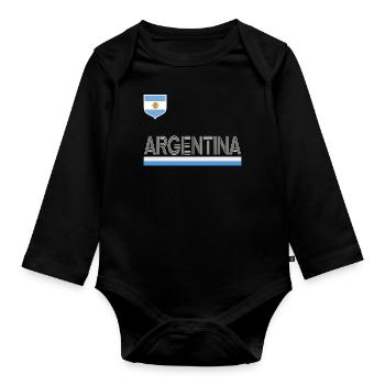 Argentine Cadeau Argentine Drapeau argentin - Body Bébé bio manches longues - noir - Devant