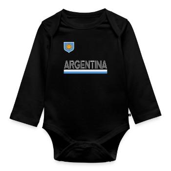 Argentinien Geschenk Argentina Argentine Flagge - Baby Bio-Langarm-Body - Schwarz - Vorne