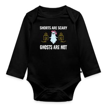 Elektriker Halloween: Shorts sind gruselige Geister - Baby Bio-Langarm-Body - Schwarz - Vorne