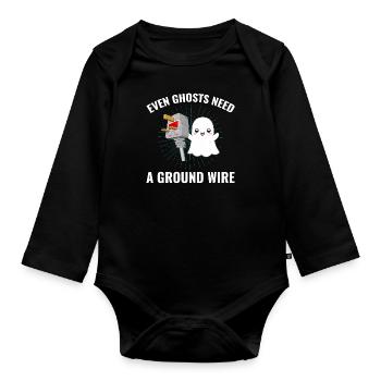 Électricien Halloween Ghost Ground Wire Fun - Body Bébé bio manches longues - noir - Devant