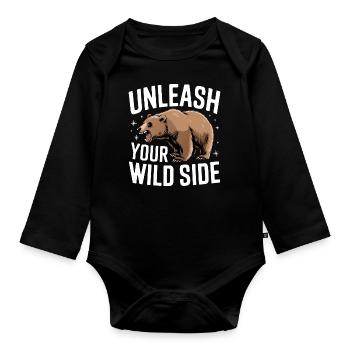 Bear Grizzly Bear Brown Bear Bear - Organic Longsleeve Baby Bodysuit - black - Front