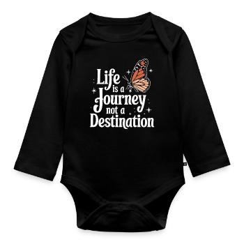 Schmetterling Monarchfalter Bunt Schmetterlinge - Baby Bio-Langarm-Body - Schwarz - Vorne