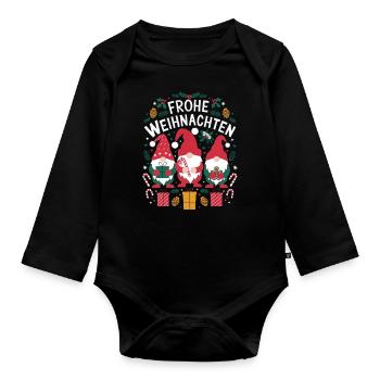 Joyeux Noël Les gnomes célèbrent la joie - Body Bébé bio manches longues - noir - Devant