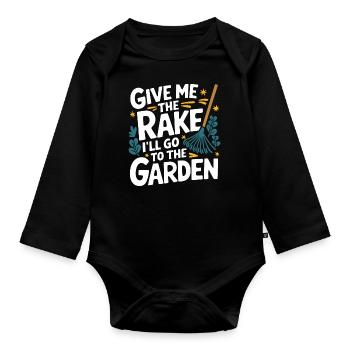 Gardener Garden Plants Gardening - Organic Longsleeve Baby Bodysuit - black - Front