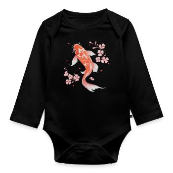 Koi Poisson Carpe Japon Chine Poisson - Body Bébé bio manches longues - noir - Devant