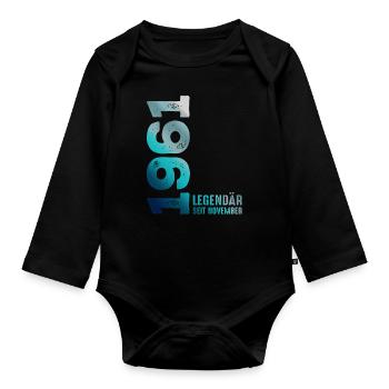 Limited Edition November 1961 Legendary Since - Organic Longsleeve Baby Bodysuit - black - Front
