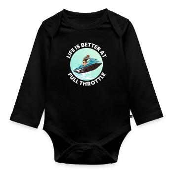 Jet Ski Full Throttle Watersports Adventure Ocean - Organic Longsleeve Baby Bodysuit - black - Front