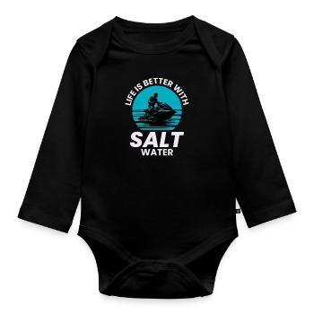 Jet Skiing Water Sports Ocean Ride Tropical Adven - Organic Longsleeve Baby Bodysuit - black - Front