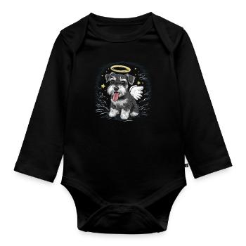 Schnauzer miniature comme ange - Body Bébé bio manches longues - noir - Devant