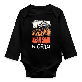 Florida USA Miami America Summer Palm Trees Beach - Organic Longsleeve Baby Bodysuit - black - Front
