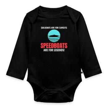 Speedboat Racing for Boaters and Thrill Seekers - Organic Longsleeve Baby Bodysuit - black - Front