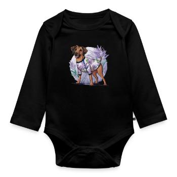 Rhodesian Ridgeback Lion Dog in Cartoon Style - Organic Longsleeve Baby Bodysuit - black - Front