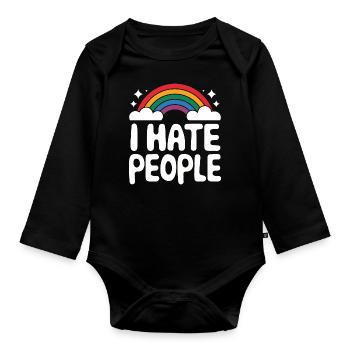 Funny, sarcasm, sarcastic humor, irony - Organic Longsleeve Baby Bodysuit - black - Front