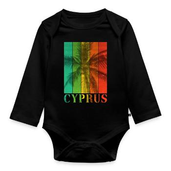 Chypre Chypre Été Palmiers Plage Mer Vacances - Body Bébé bio manches longues - noir - Devant