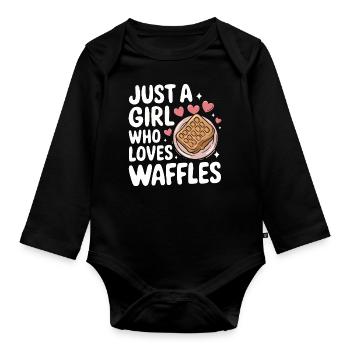 Waffeln Frühstück Süßigkeiten - Baby Bio-Langarm-Body - Schwarz - Vorne