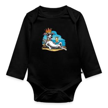 Italienisches Windspiel für Groß und Klein - Baby Bio-Langarm-Body - Schwarz - Vorne