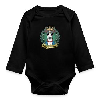 Italienisches Windspiel für Groß und Klein - Baby Bio-Langarm-Body - Schwarz - Vorne