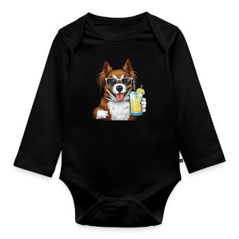 Löwchen mit Limonade - Baby Bio-Langarm-Body - Schwarz - Vorne