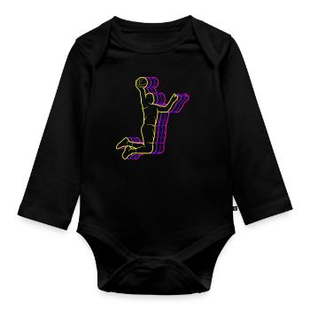 Joueurs de basket-ball masculins - Body Bébé bio manches longues - noir - Devant