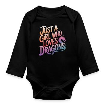 Drache Mystisch Drachen Fantasie - Baby Bio-Langarm-Body - Schwarz - Vorne