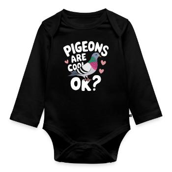 Pigeon Pigeons Animal Oiseau - Body Bébé bio manches longues - noir - Devant