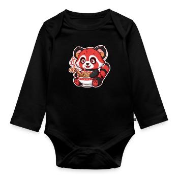 Licorne mignonne avec des fraises pleines de magie - Body Bébé bio manches longues - noir - Devant