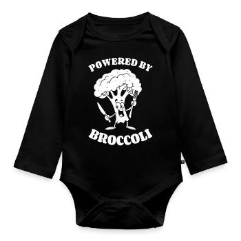 Powered by Broccoli - Légumes, végétarien, végétalien - Body Bébé bio manches longues - noir - Devant