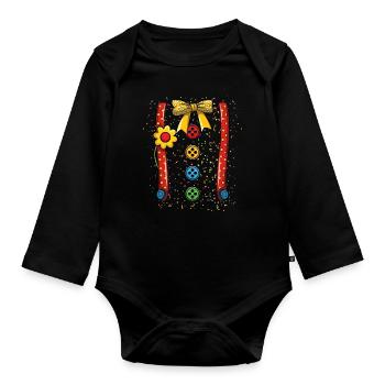 Karneval Bunte Knöpfe Rote Hosenträger Gelbe - Baby Bio-Langarm-Body - Schwarz - Vorne