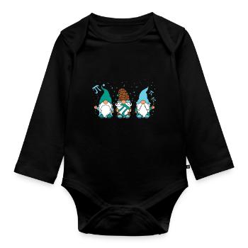Pi tag gnome with funny symbols - Organic Longsleeve Baby Bodysuit - black - Front