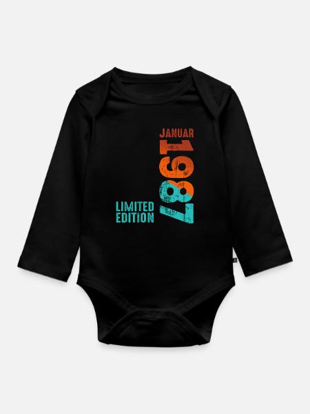 Limited Edition January 1987 Legendär Seit January - Baby Bio-Langarm-Body - Schwarz