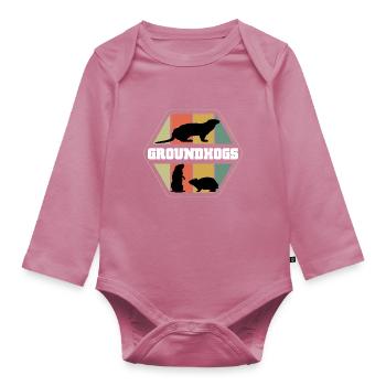 Silhouettes de marmottes Style rétro - Body Bébé bio manches longues - mauve - Devant
