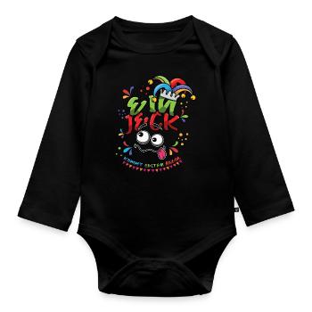 Karneval Ein Jeck Kommt Selten Allein Bunt - Baby Bio-Langarm-Body - Schwarz - Vorne