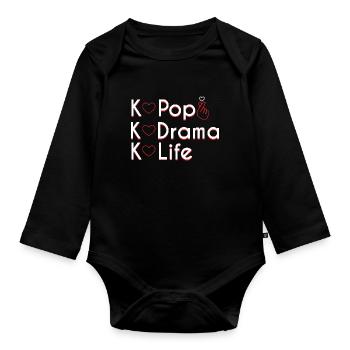 K Pop K Drame K Life Coeur Fingerstyle - Body Bébé bio manches longues - noir - Devant
