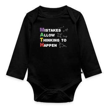 Pi Tag: Making mistakes happen - Organic Longsleeve Baby Bodysuit - black - Front