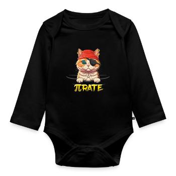 Pi Day Cat Pirate Δ Rate Illustration - Body Bébé bio manches longues - noir - Devant