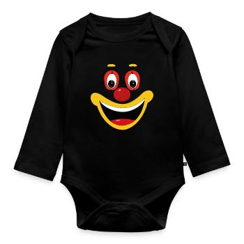 Carnaval Clown Visage Drôle Carnaval Célébration Fun - Body Bébé bio manches longues - noir - Devant