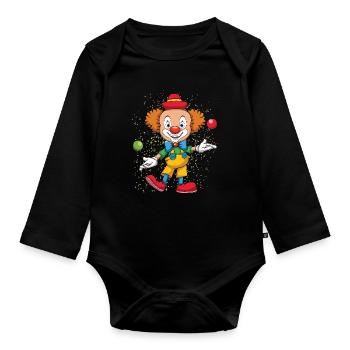Carnaval Clown Coloré Costume Drôle Visage - Body Bébé bio manches longues - noir - Devant