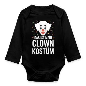 Das ist mein Clown Kostüm - Karneval Fasching - Baby Bio-Langarm-Body - Schwarz - Vorne
