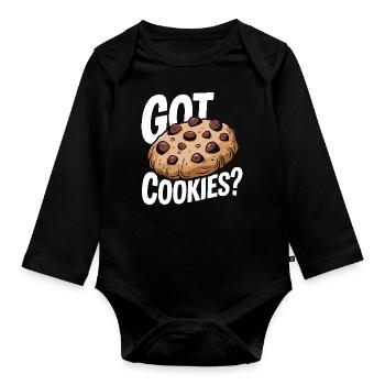Cookies Cookie Keks Kekse Schokolade - Baby Bio-Langarm-Body - Schwarz - Vorne