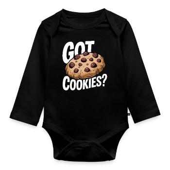 Cookies Cookie Keks Kekse Schokolade - Baby Bio-Langarm-Body - Schwarz - Vorne