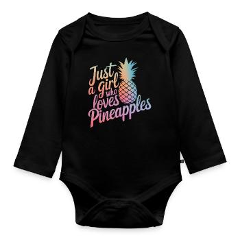Ananas Fruit tropical hawaïen - Body Bébé bio manches longues - noir - Devant