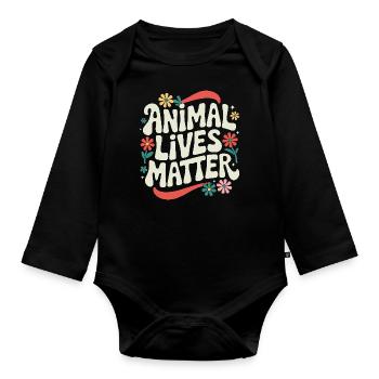 Végétarien Végétalien Végétarien Végétarien - Body Bébé bio manches longues - noir - Devant