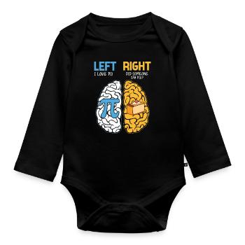 Pi Tag Brain Humour : Gauche J’aime Pi - Body Bébé bio manches longues - noir - Devant