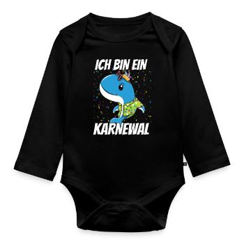 Je suis un carnaval de baleines Carreal drôle - Body Bébé bio manches longues - noir - Devant